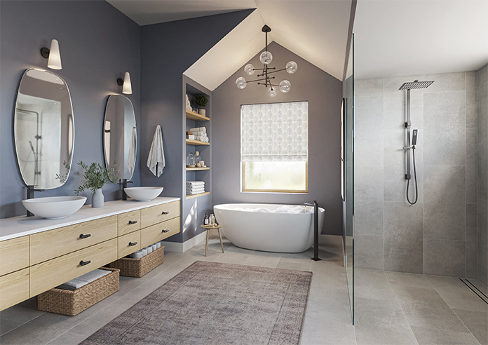 Gentle Palm, Stone - Twist&Fit Roman Blind - Image 6